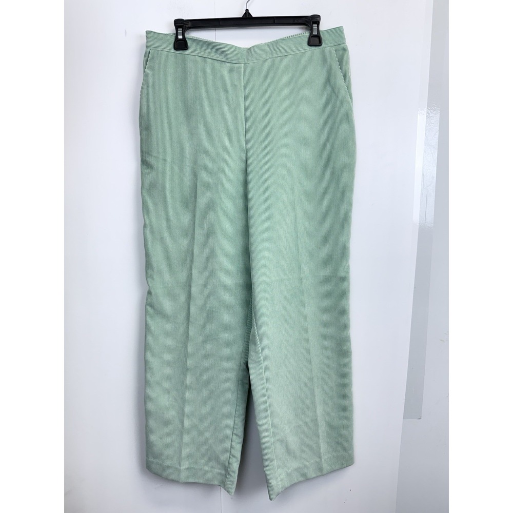 Alfred Dunner Corduroy‎ Pants Women's 14 Green Classic Pull On Stretch Pockets